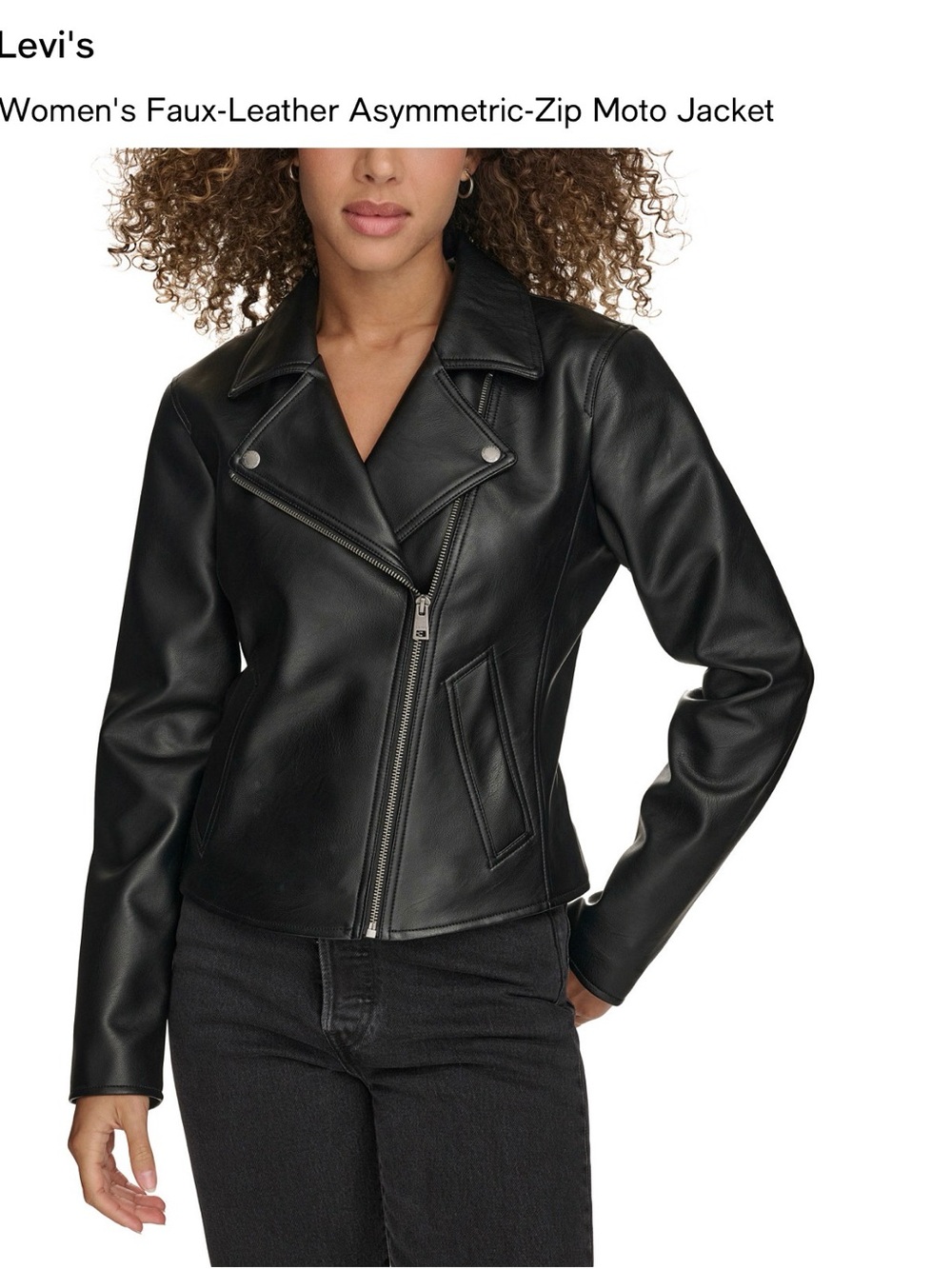 Levi’s Women’s Faux-Leather Asymmetric-Zip Moto Jacket Size L NWOT